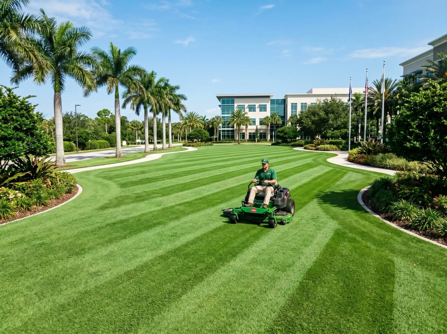 Commercial Grounds Maintenance on a commercial property in Eustis, FL by Golden Lawn Care