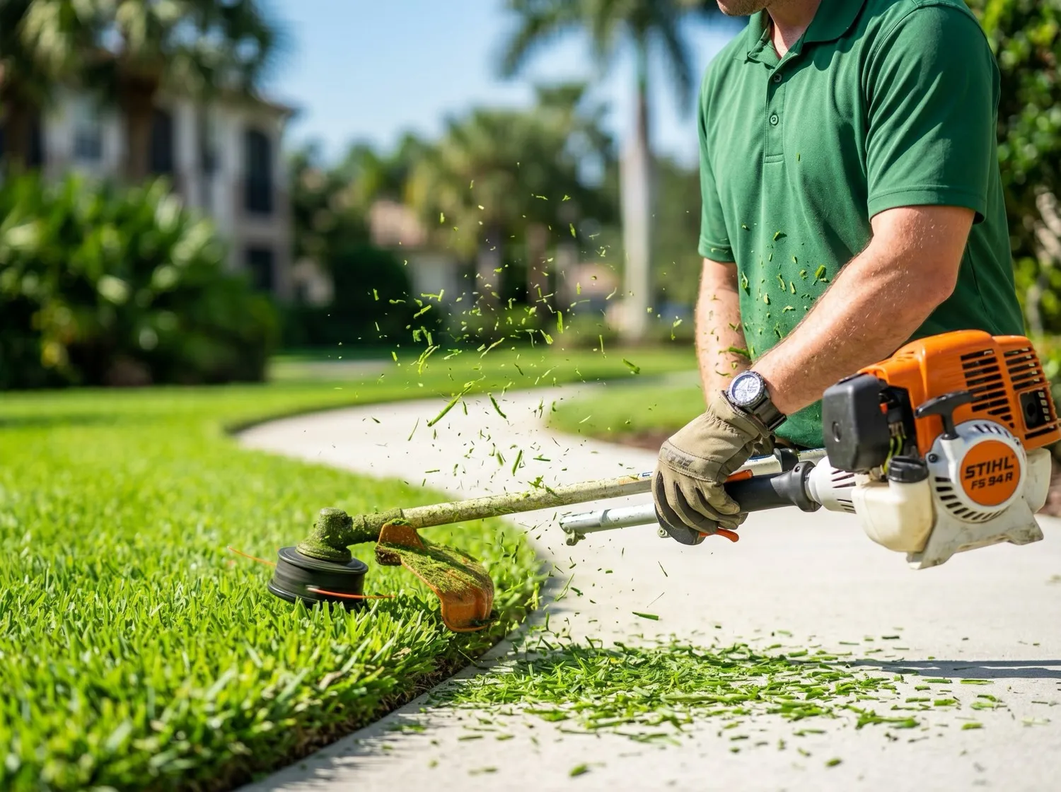 Lawn Edging Trimming on a commercial property in Eustis, FL by Golden Lawn Care